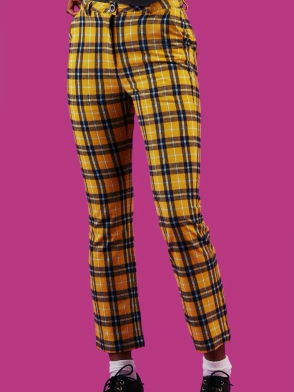 UNIF Dawson Yellow/Navy Plaid Pants size 28